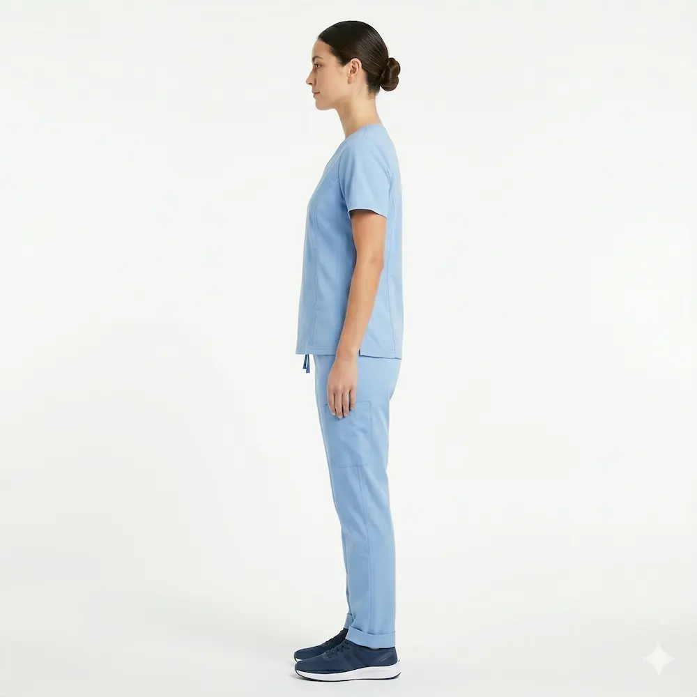 V-Neck Scrub Set Ceil Blue view 3