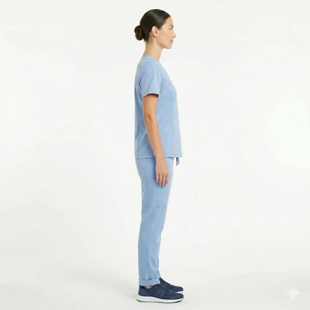 V-Neck Scrub Set Ceil Blue view 4
