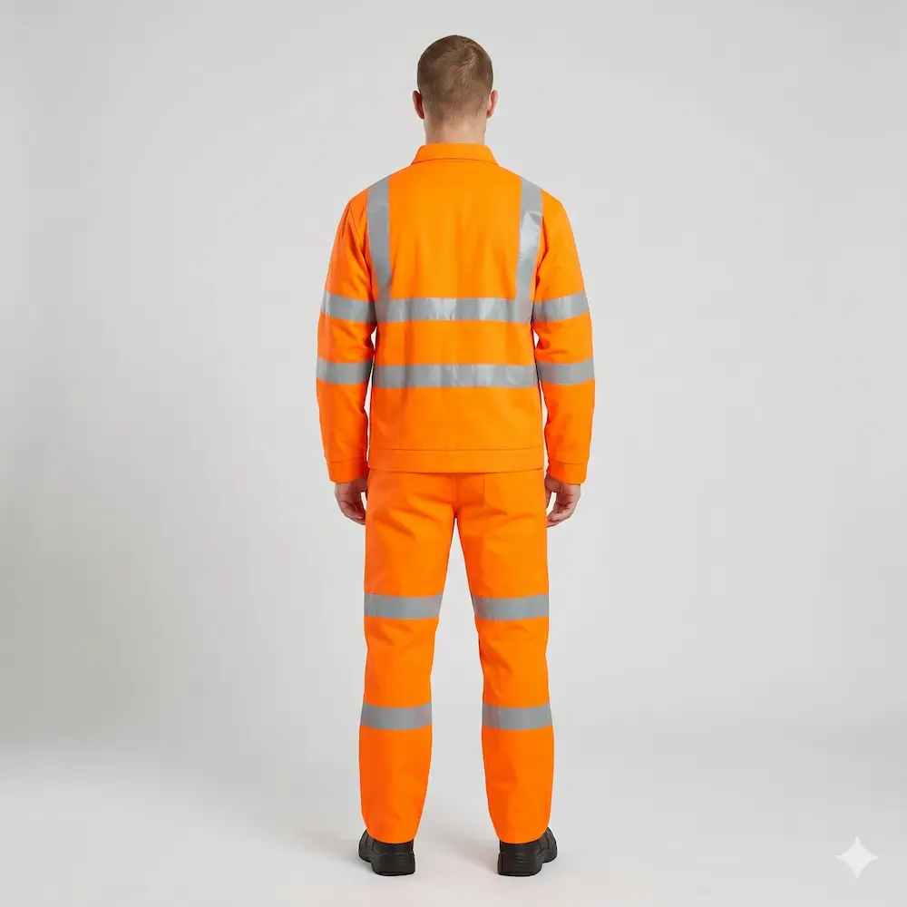 Hi-Vis Worker Set Fluorescent Orange view 2