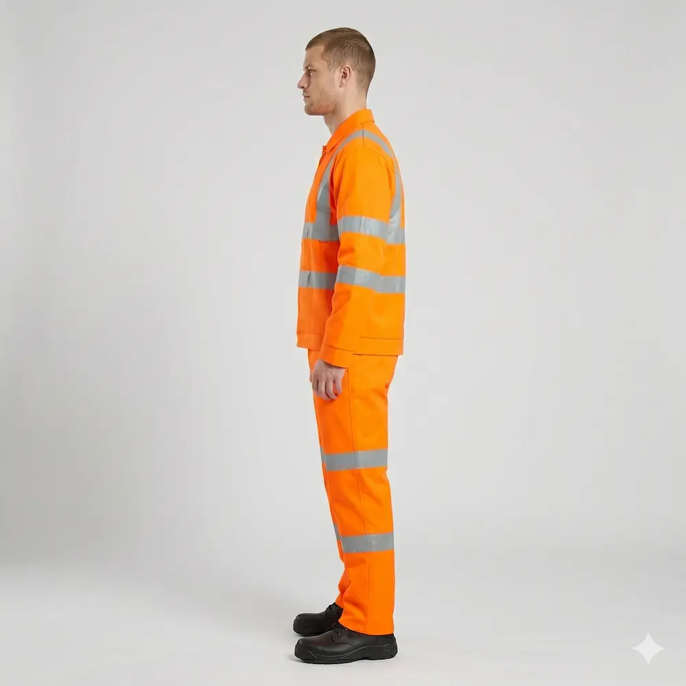 Hi-Vis Worker Set Fluorescent Orange view 3